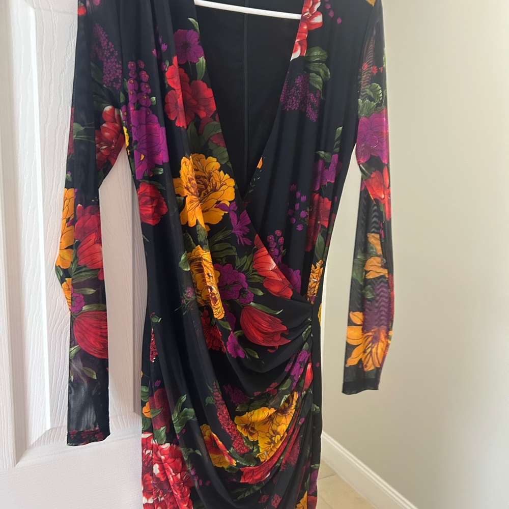 Floral Black Dress with Multicolor Design